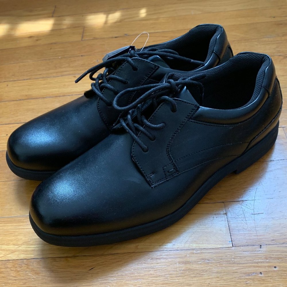 Men's Black Plain Toe Slip-Resistant Oxford Shoes